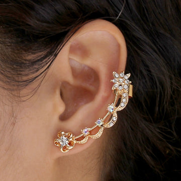 E1580 - Flower-shaped Cuff Earrings